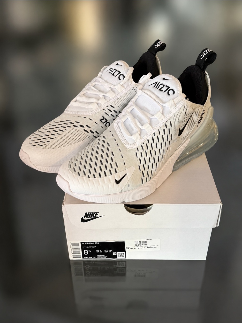 Nike Air Max 270 Women’s Sneakers — White with Black Accents